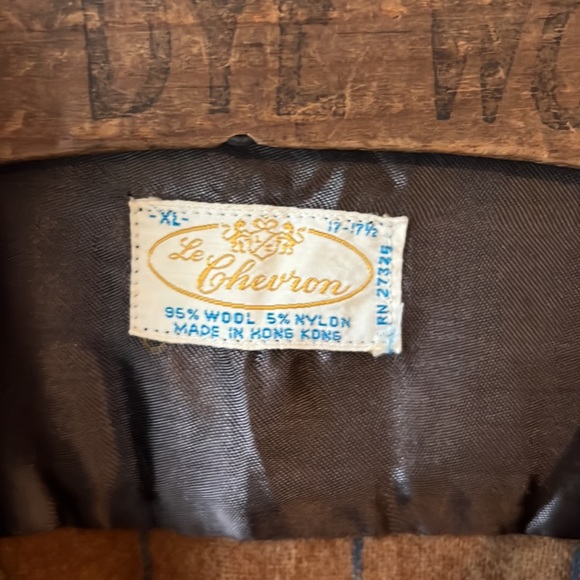 Vintage Le Chevron Plaid Wool Button Down Shirt.  Size XL. - Picture 2 of 16